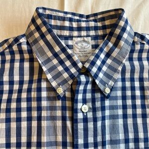 Brooks Brothers Regent 1811 Navy and White Plaid Gingham Shirt